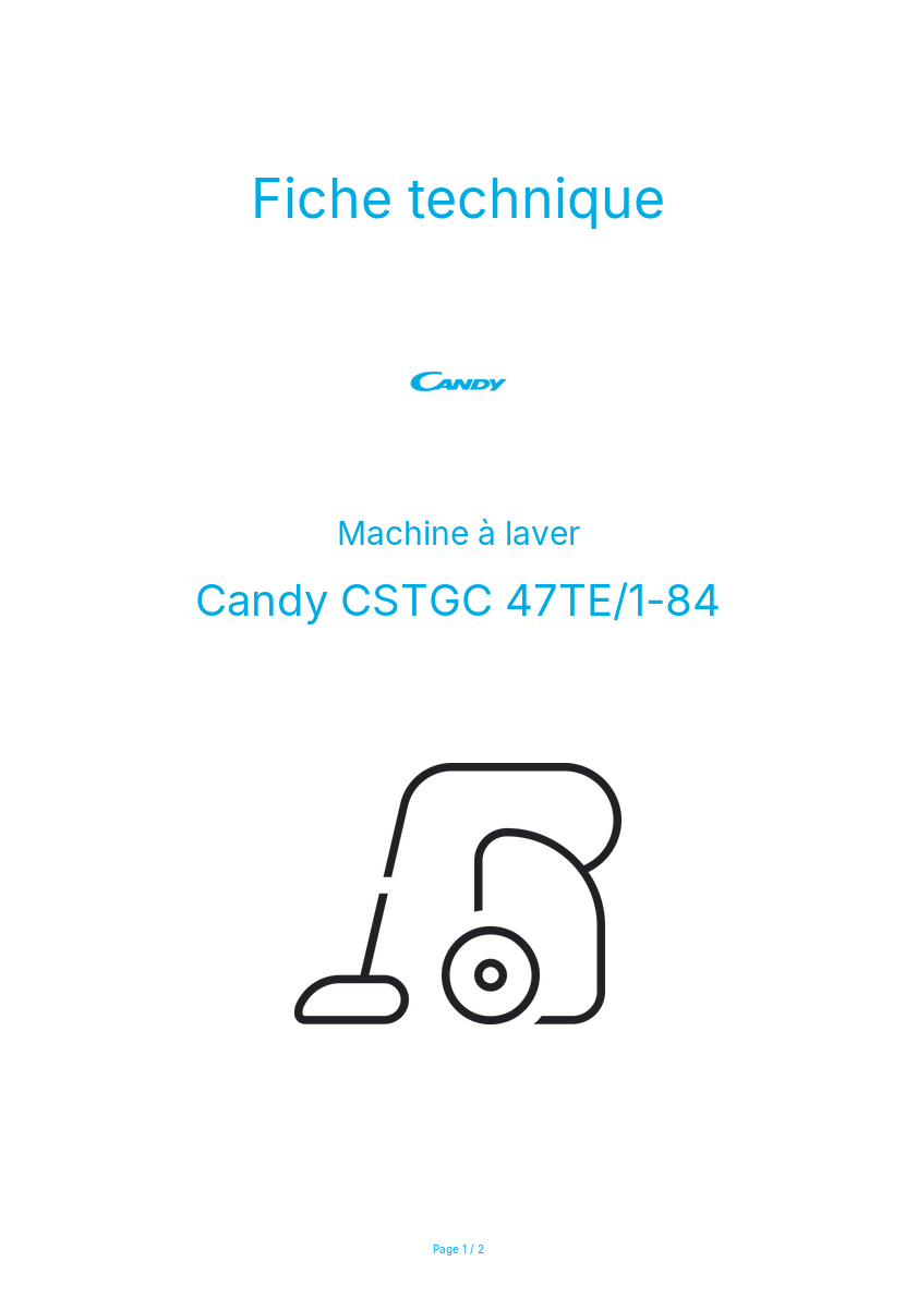 Page n°1 - Fiche technique Candy CSTGC 47TE/1-84