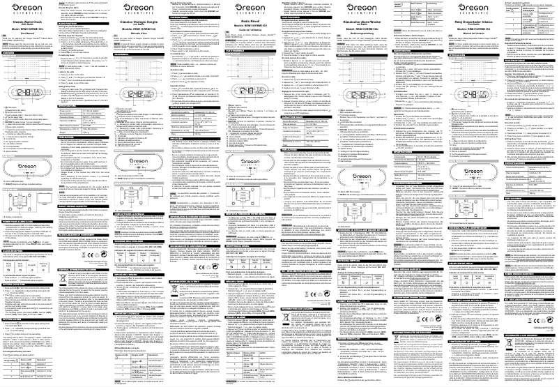 Page n°1 - Manuel utilisateur Oregon Scientific RRM116