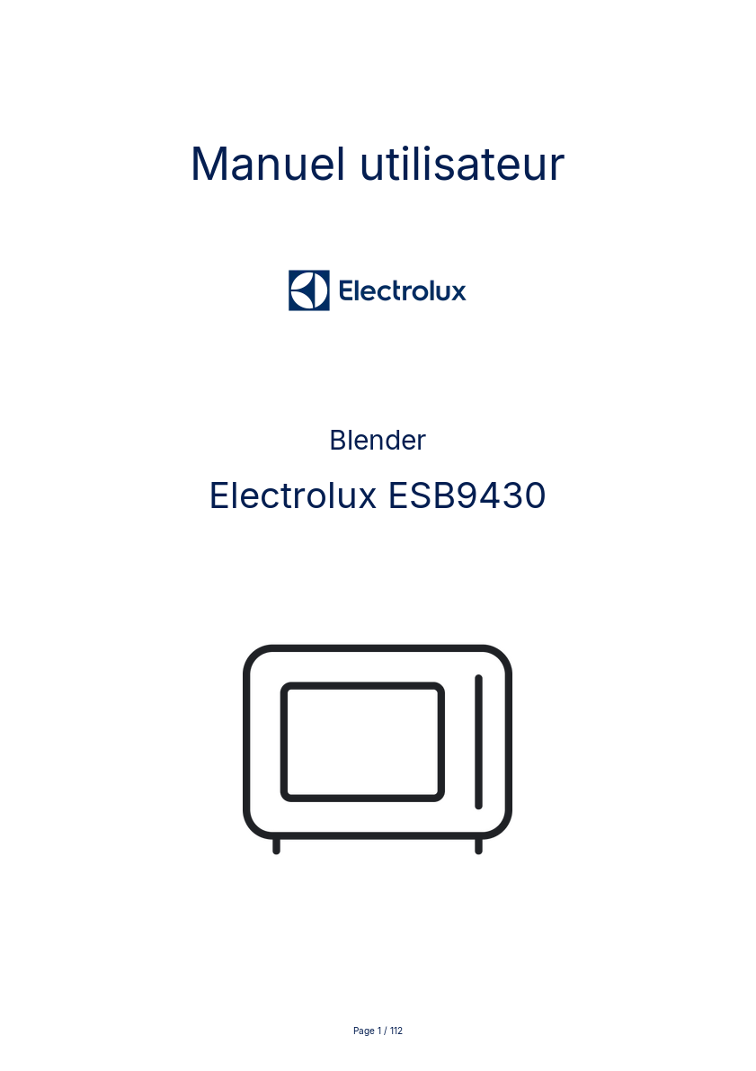 Page n°1 - Manuel utilisateur Electrolux ESB9430