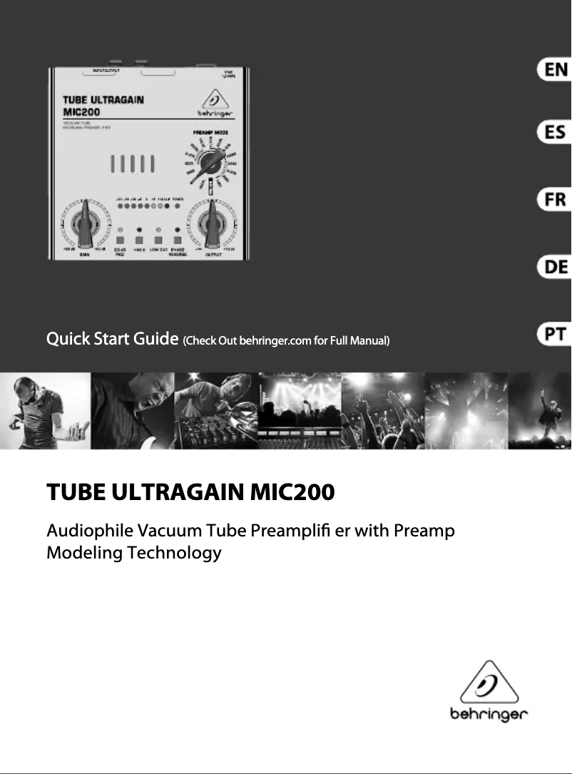 Page 1 de la notice Guide de démarrage rapide Behringer Tube Ultragain MIC200