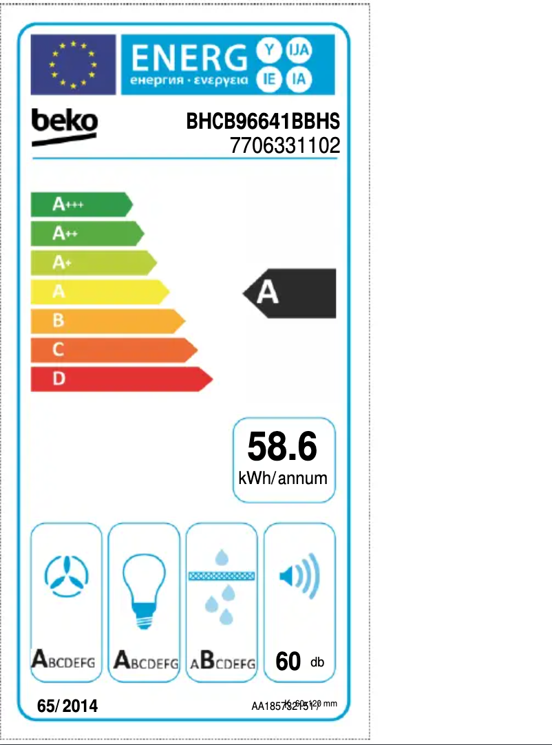 Page n°1 - Label énergétique Beko BHCB96641BBHS