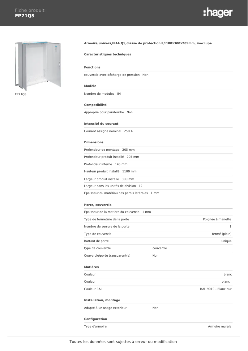 Image de la première page du manuel de l'appareil FP71QS