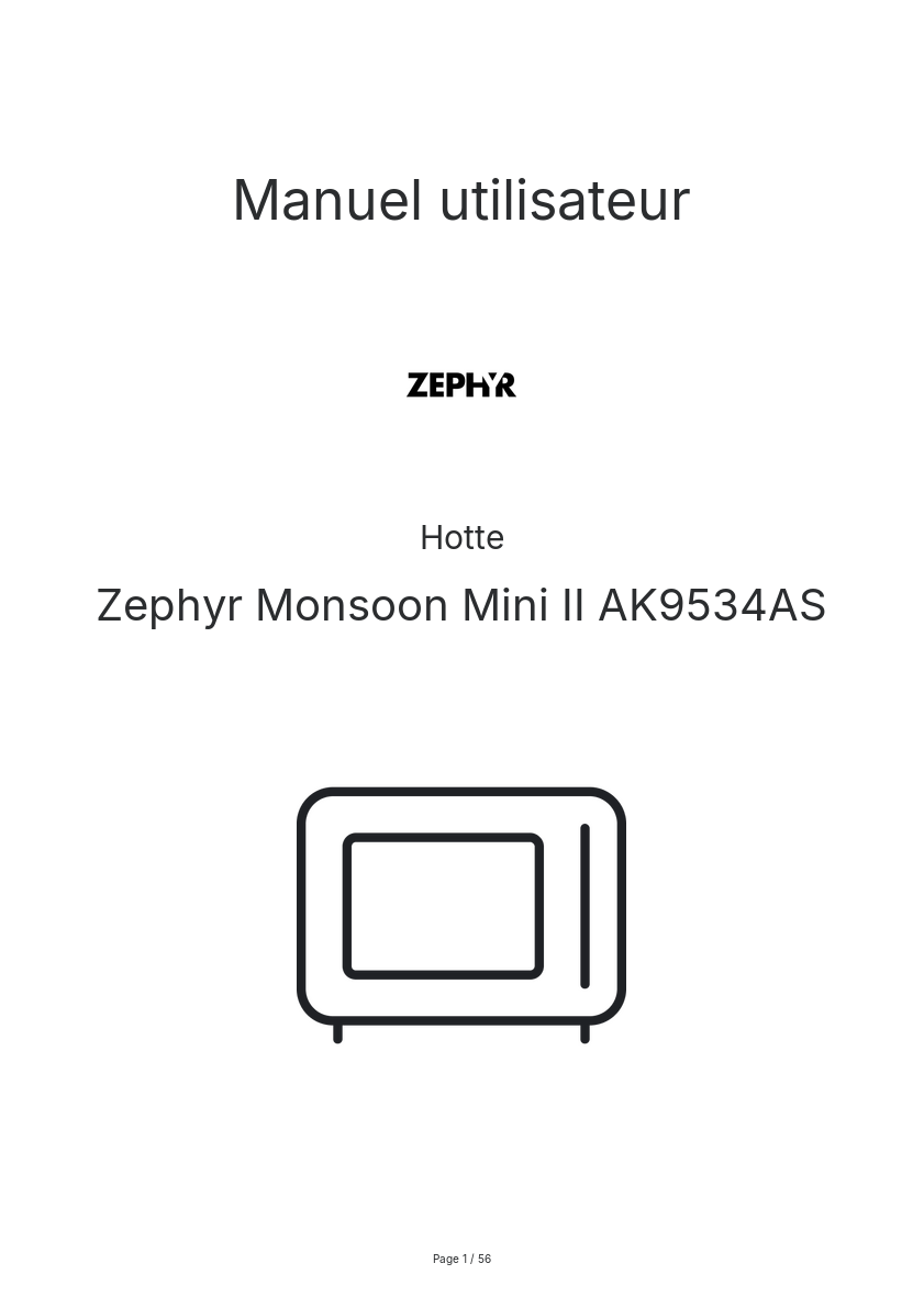 Page n°1 - Manuel utilisateur Zephyr Monsoon Mini II AK9534AS