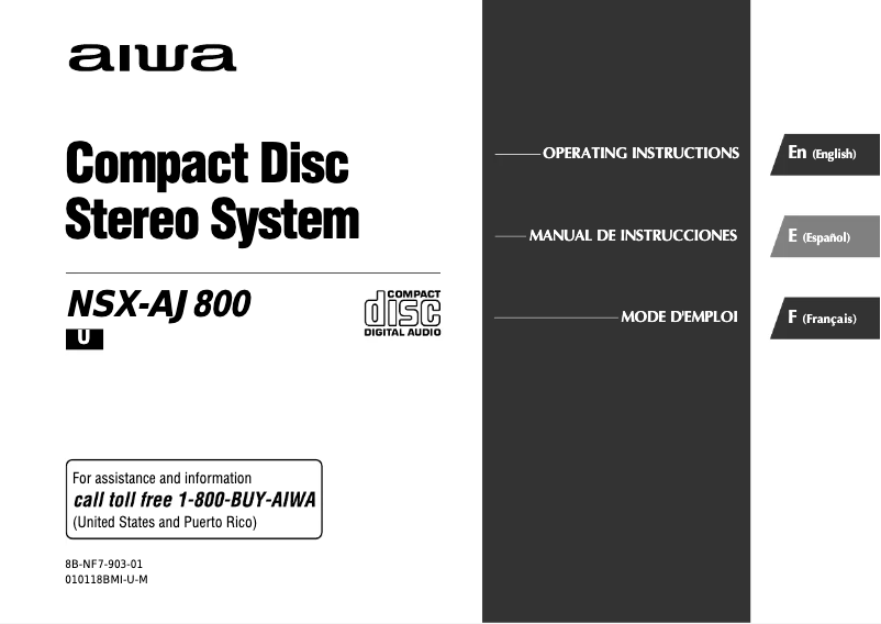 Page n°1 - Manuel utilisateur Aiwa NSX-AJ800