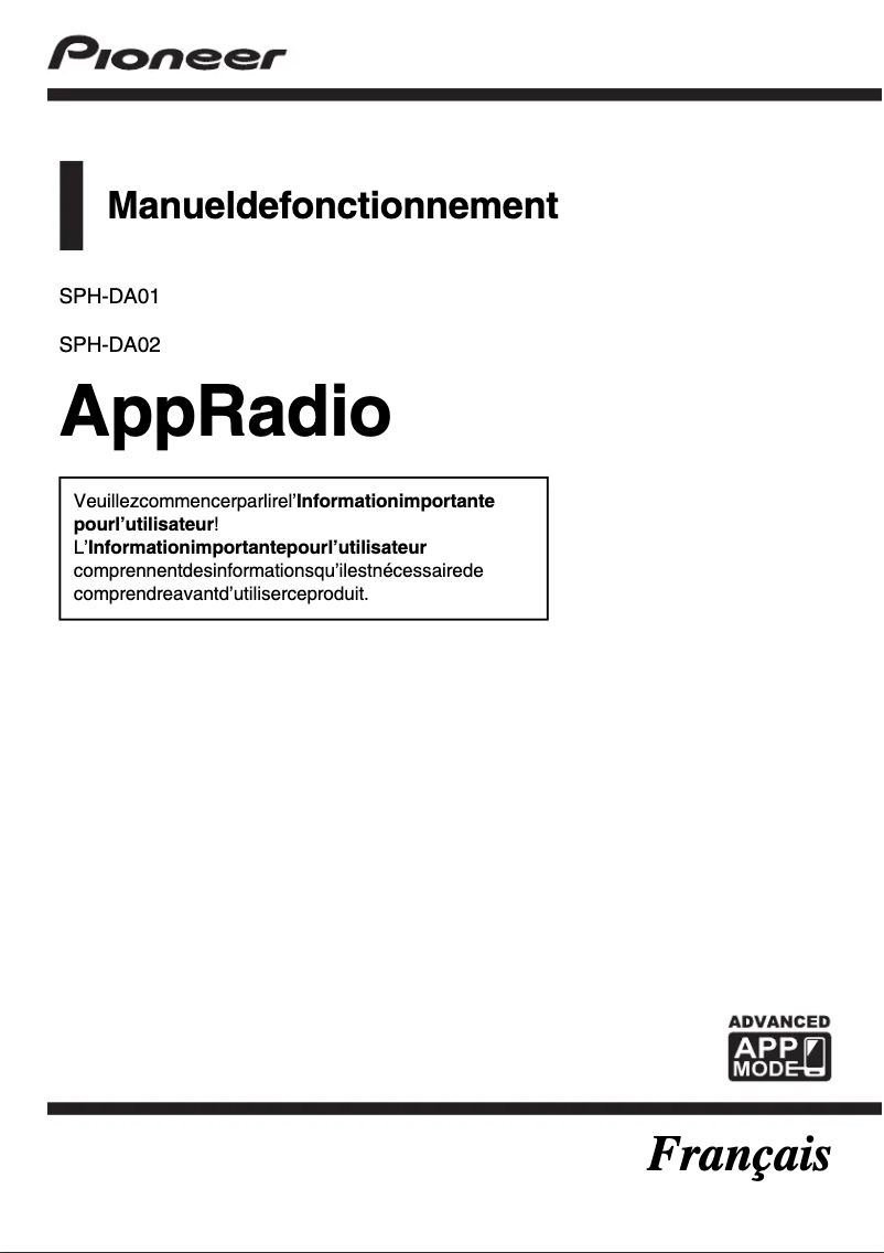 Page n°1 - Manuel utilisateur Pioneer SPH-DA01