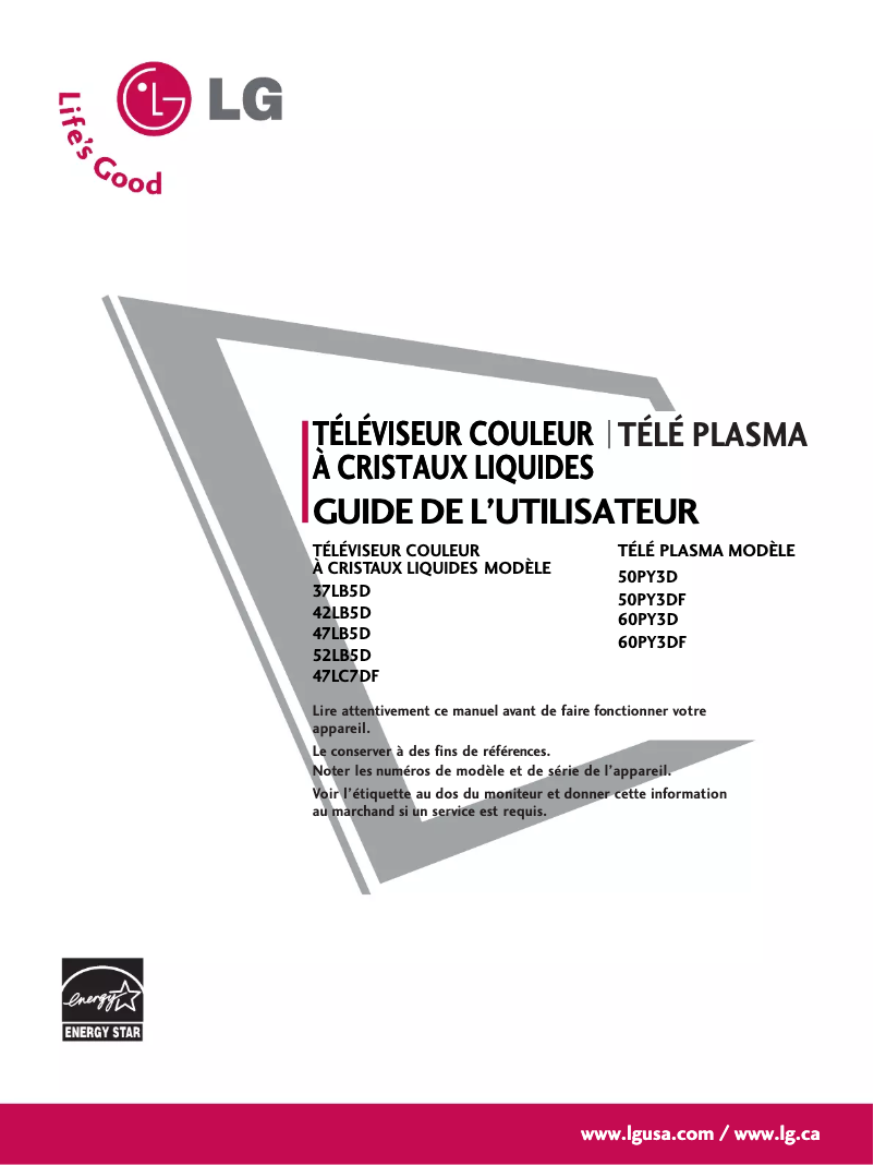 Image de la première page du manuel de l'appareil 47LC7DF