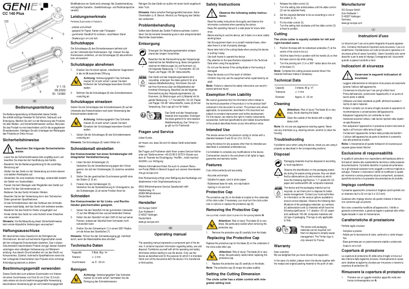 Page 1 de la notice Manuel utilisateur Genie CC 140 Plus