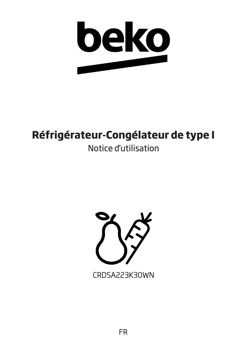 Image de la première page du manuel de l'appareil CRDSA223K30WN