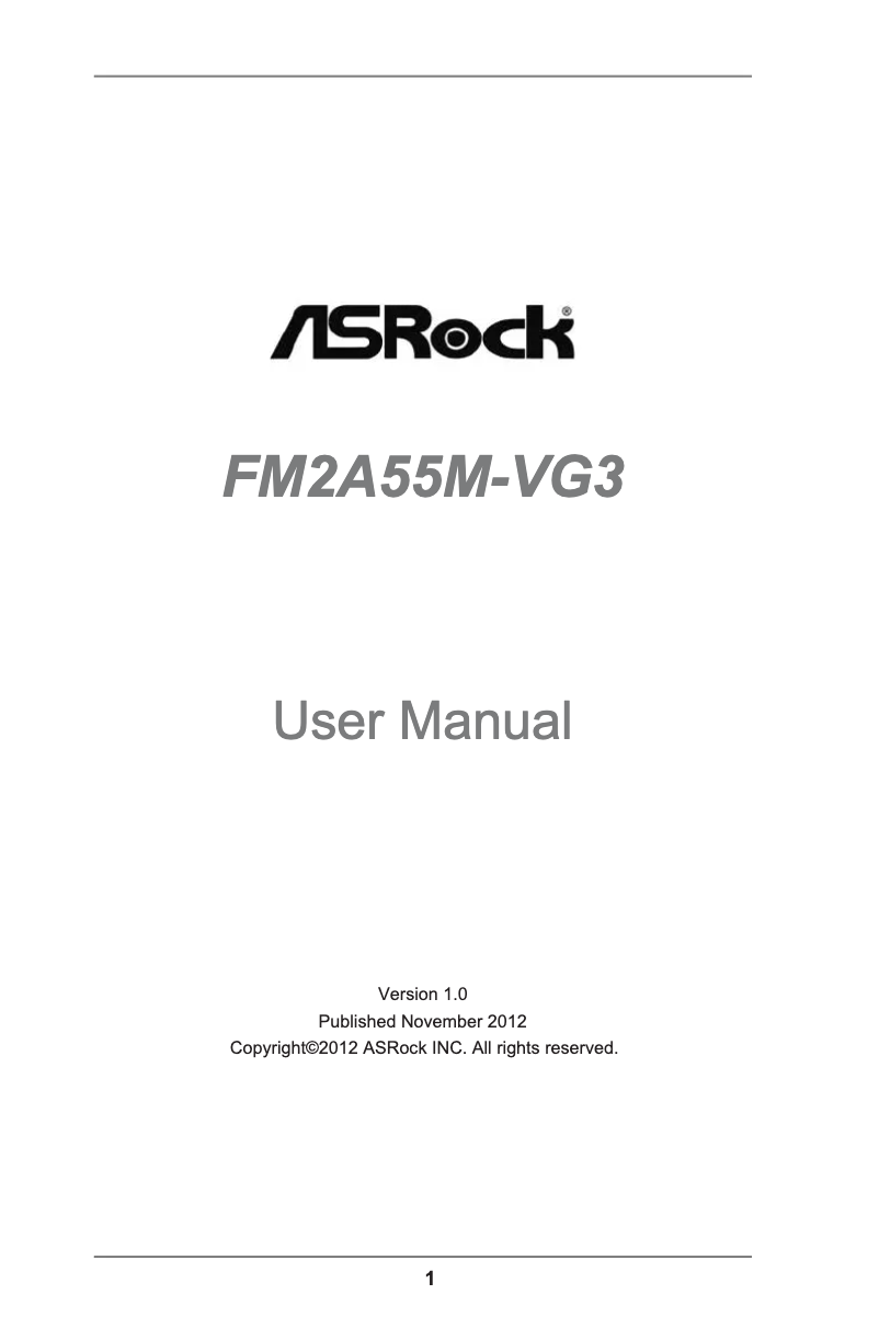 Página 1 del manual Manual de usuario Asrock FM2A55M-VG3