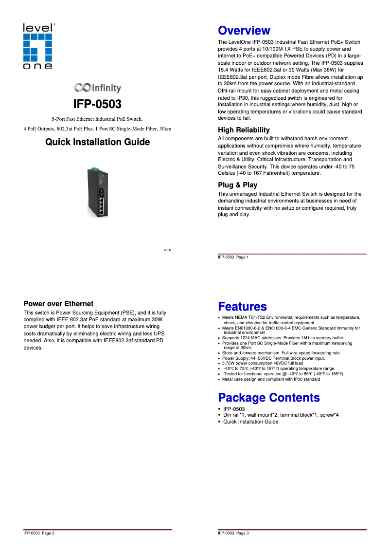 Page n°1 - Manuel utilisateur LevelOne IFP-0503