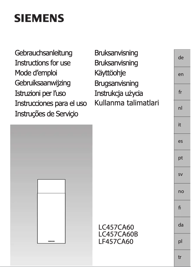 Page n°1 - Manuel utilisateur Siemens LC457CA60B