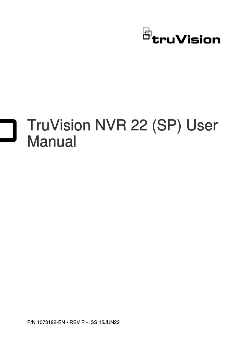 Image de la première page du manuel de l'appareil TruVision NVR 22