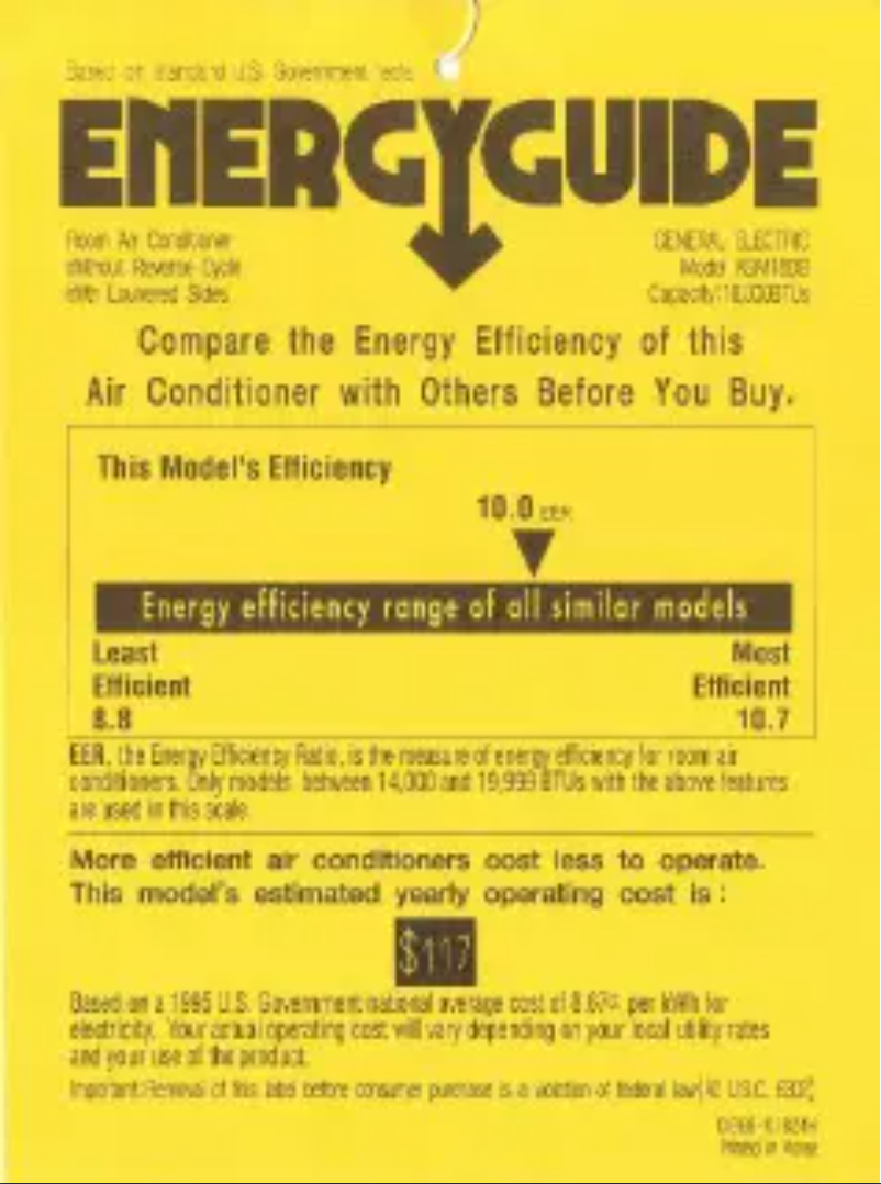 Page n°1 - Label énergétique GE Profile ASM18DB
