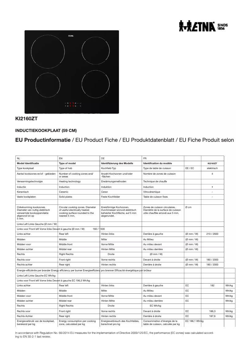 Image de la première page du manuel de l'appareil KI2160ZT
