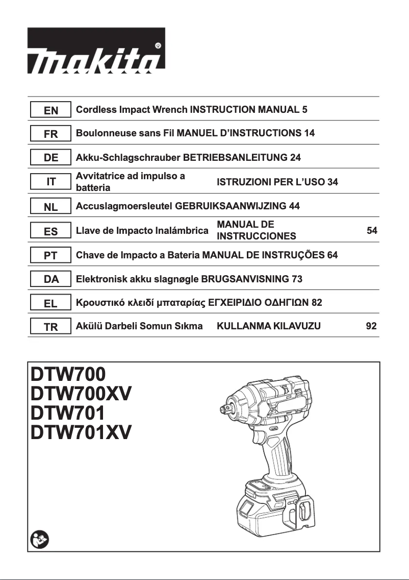 Page n°1 - Manuel utilisateur Makita DTW700RTJ