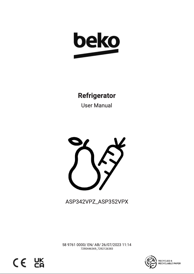 Image de la première page du manuel de l'appareil ASP352VPX