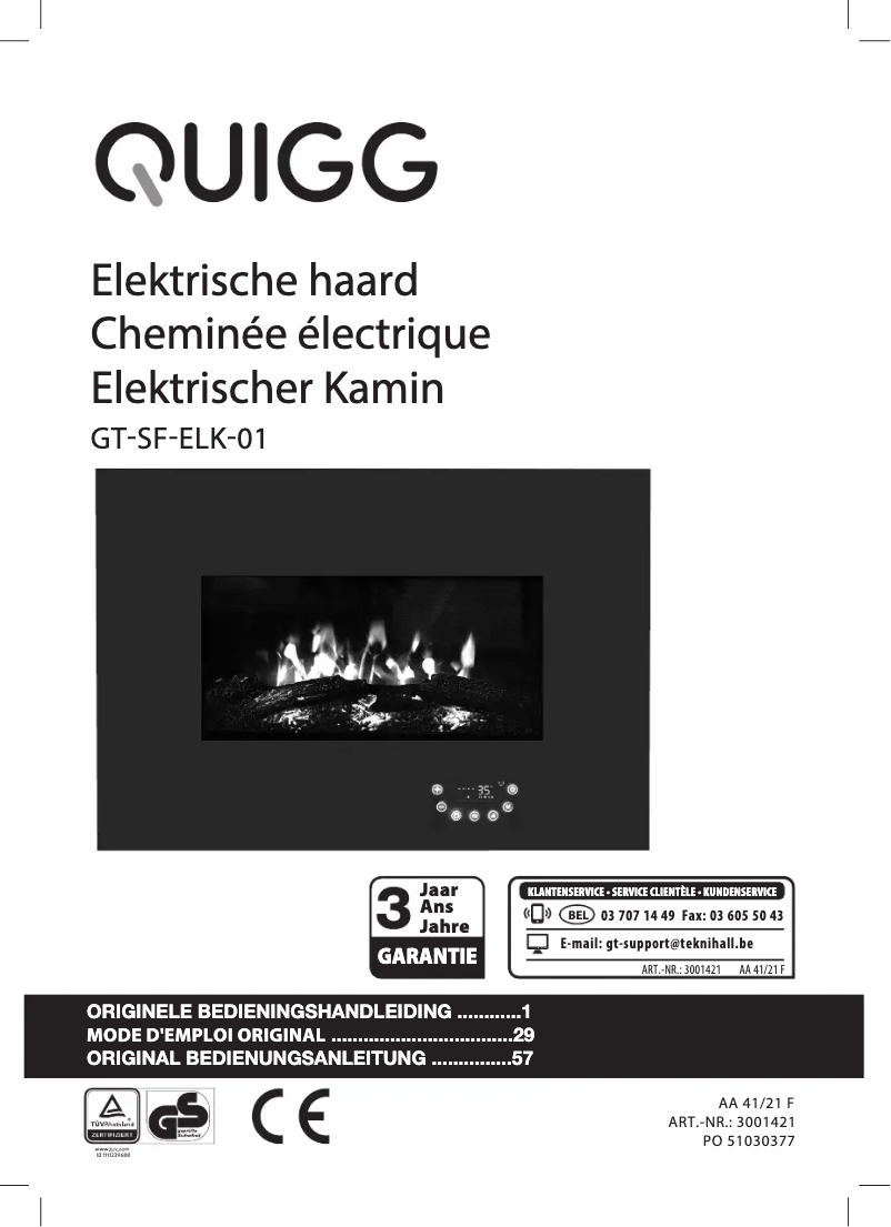 Page 1 de la notice Manuel utilisateur Quigg GT-SF-ELK-01