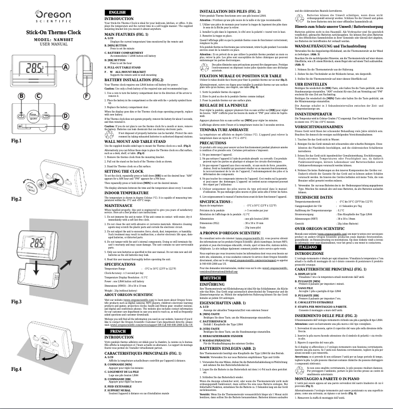 Page 1 de la notice Manuel utilisateur Oregon Scientific NAW888T