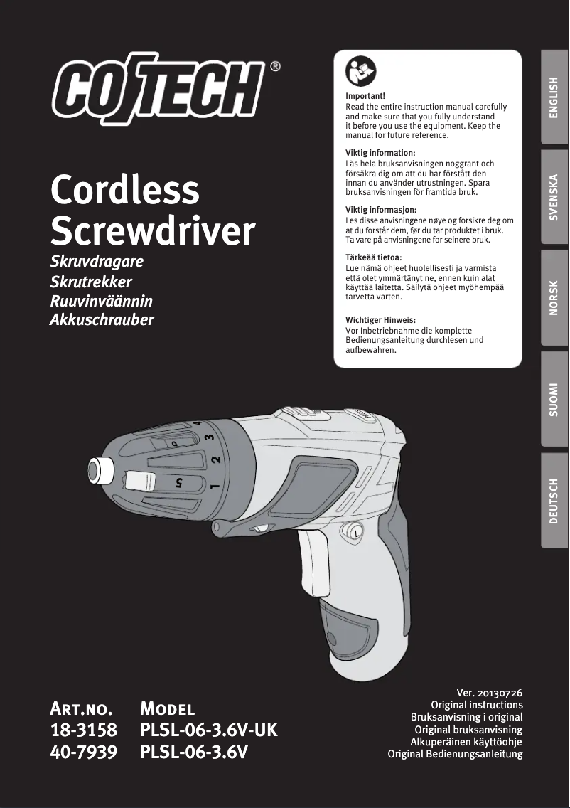 Page 1 de la notice Manuel utilisateur Cotech TSL-06A