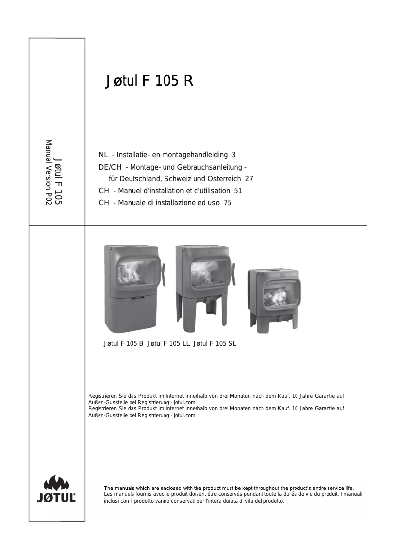 Image de la première page du manuel de l'appareil F 105 R