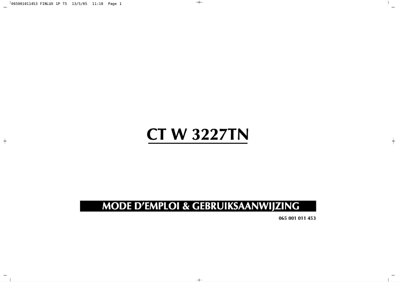 Image de la première page du manuel de l'appareil CTW3227TN
