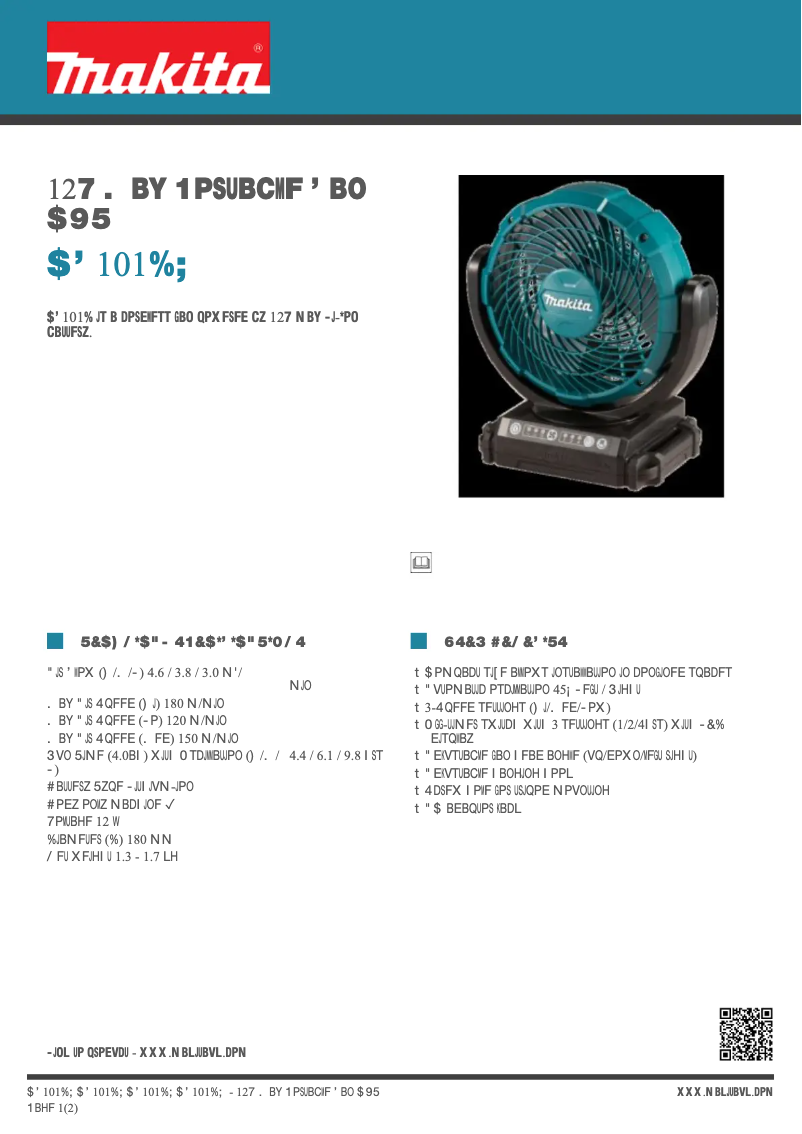 Page 1 de la notice Fiche technique Makita CF101DZ