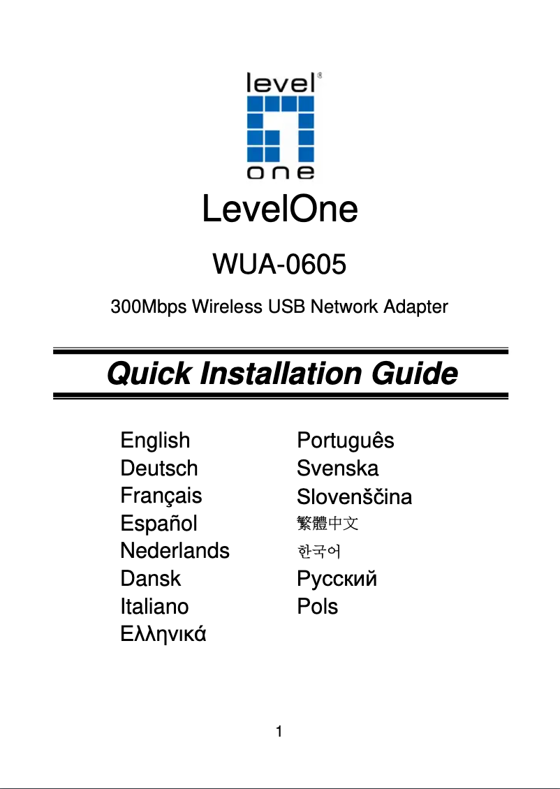 Page 1 de la notice Manuel utilisateur LevelOne WUA-0605