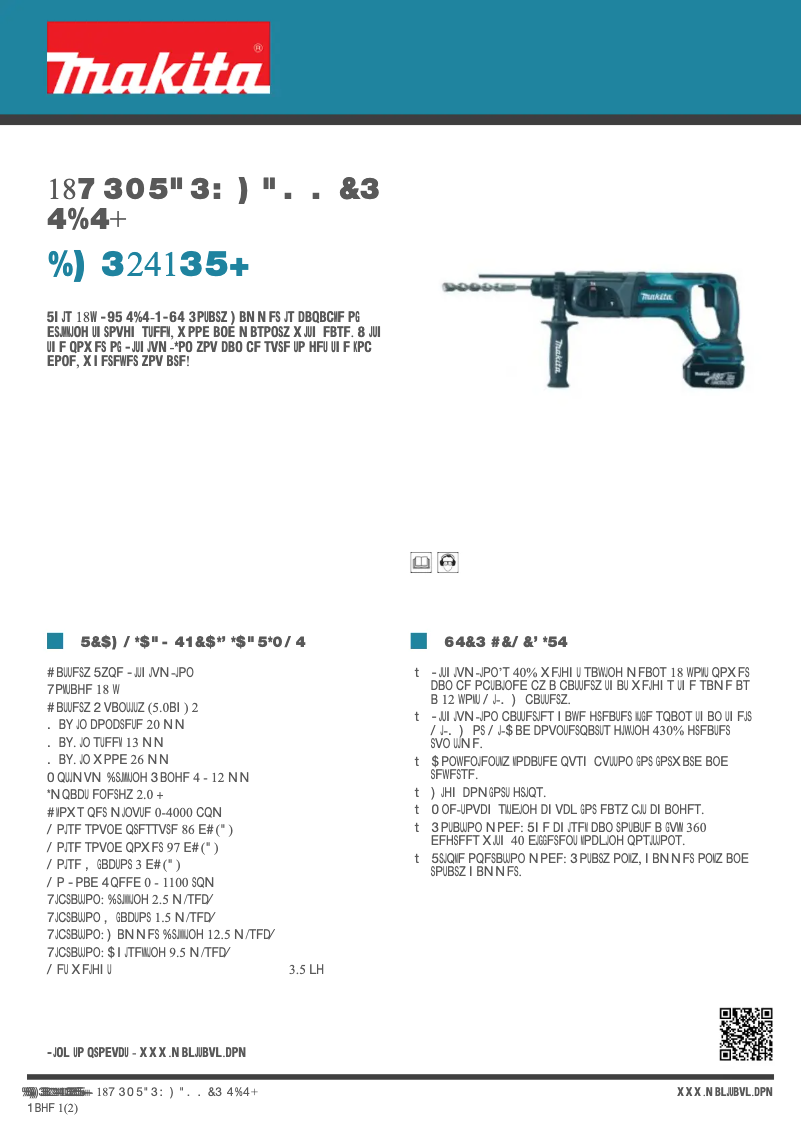 Page 1 de la notice Fiche technique Makita DHR241RTJ