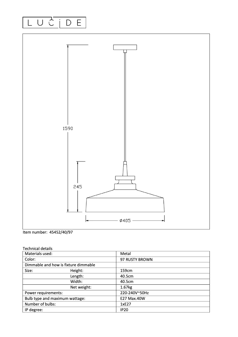 Image de la première page du manuel de l'appareil Camus 45452/40/97