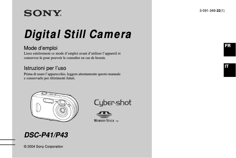 Image de la première page du manuel de l'appareil Cybershot DSC-P41