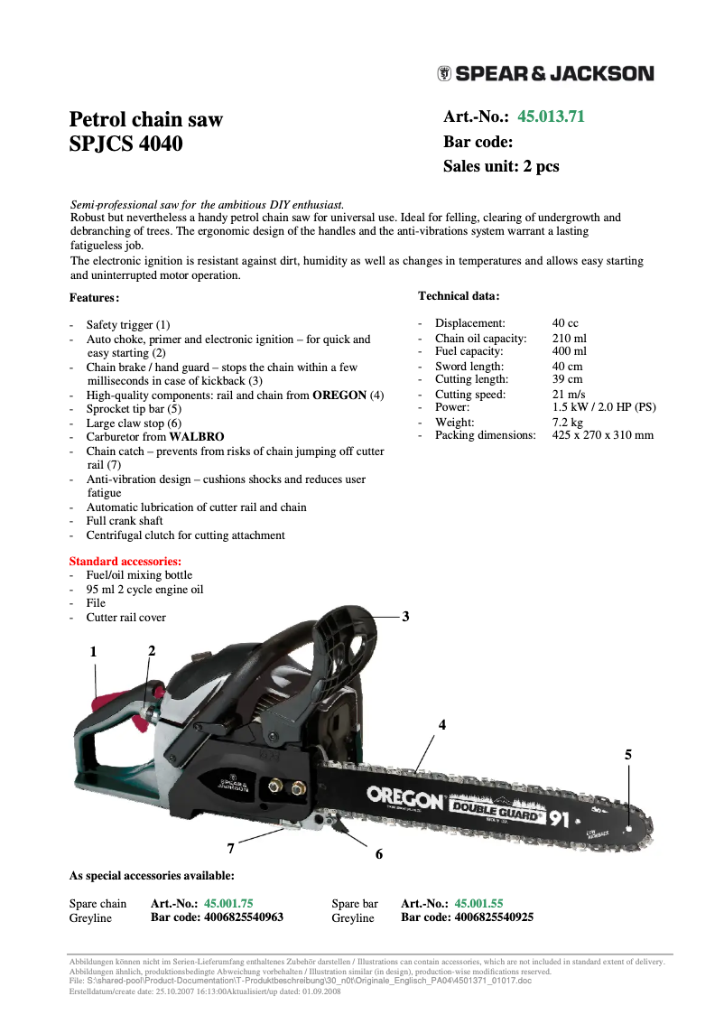 Image de la première page du manuel de l'appareil SPJCS 4040