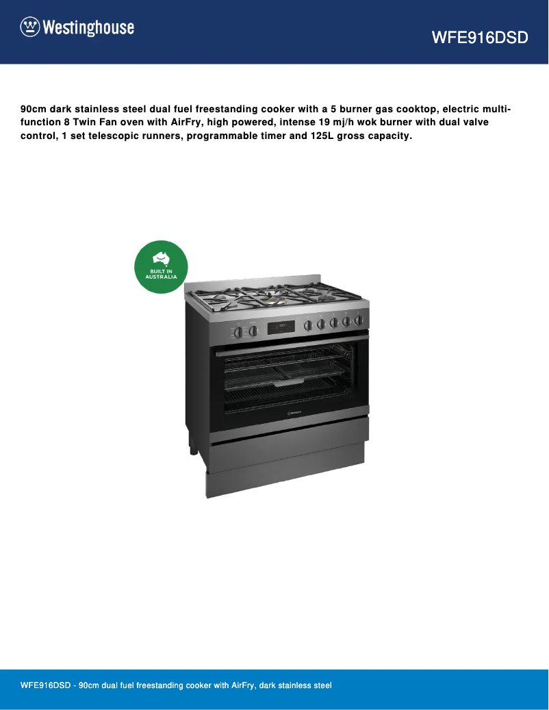 Image de la première page du manuel de l'appareil WFE916DSD