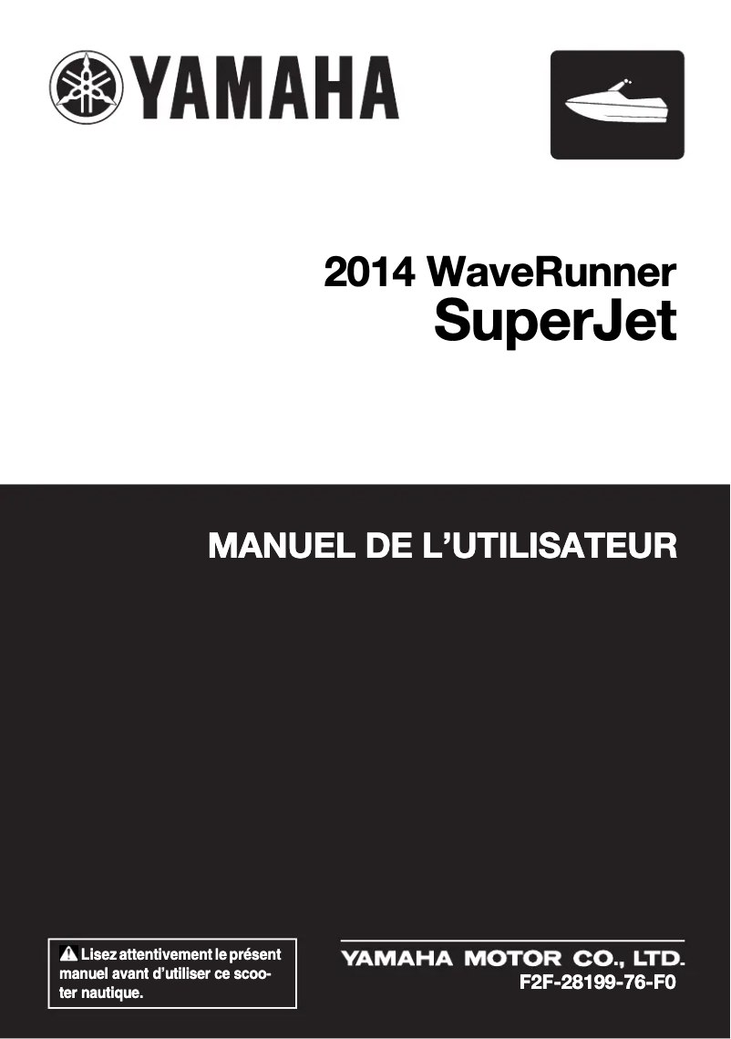 Page n°1 - Manuel utilisateur Yamaha WaveRunner Superjet (2014)