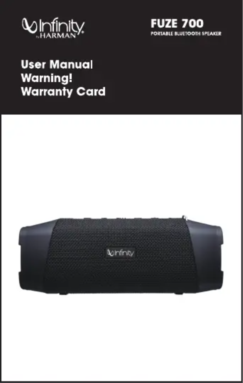 Page 1 de la notice Manuel utilisateur Infinity FUZE 700