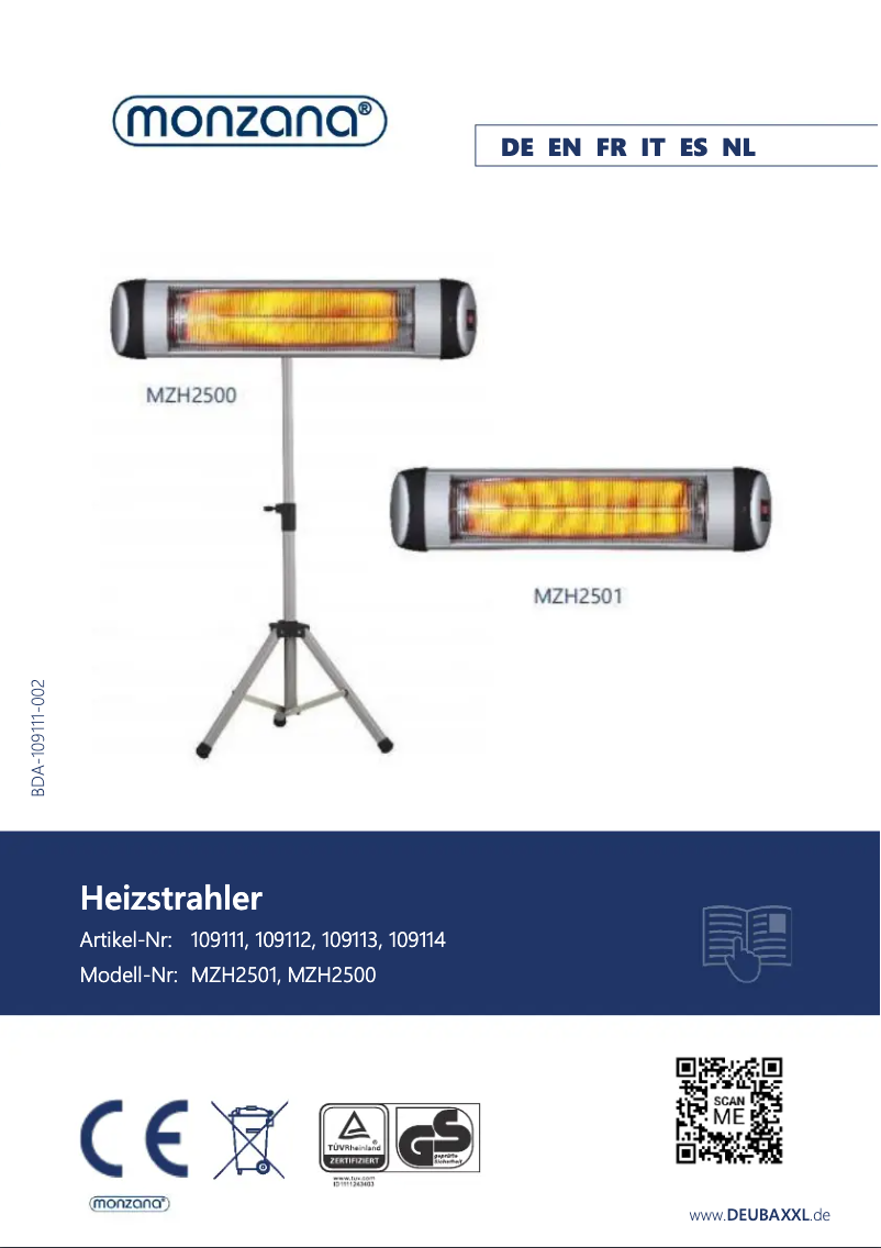 Page n°1 - Manuel utilisateur Monzana MZH2500