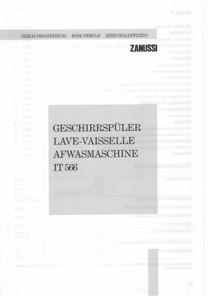 Page 1 de la notice Manuel utilisateur Zanussi IT 566