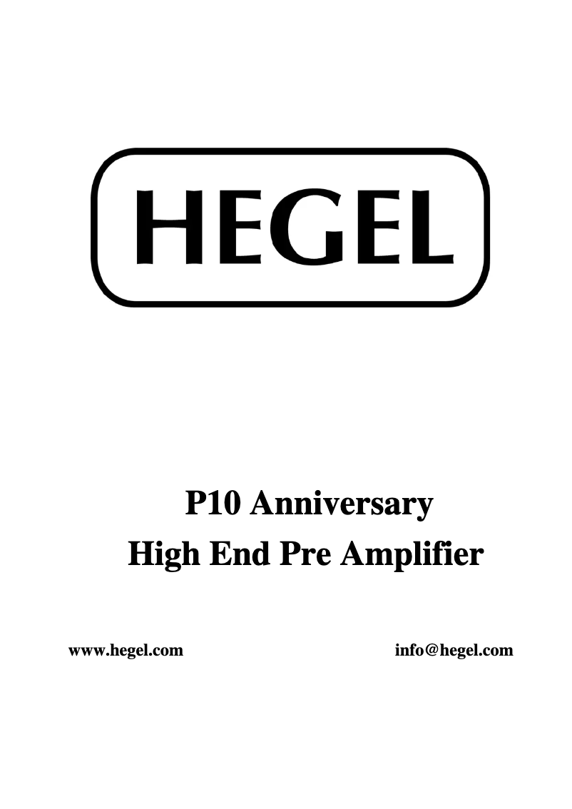 Page 1 de la notice Manuel utilisateur Hegel P10