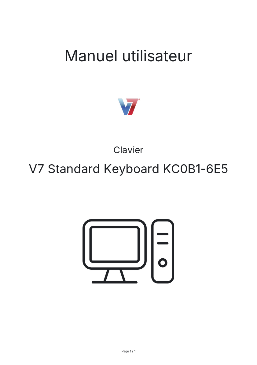 Image de la première page du manuel de l'appareil Standard Keyboard KC0B1-6E5