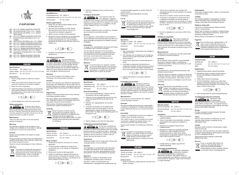 Page 1 de la notice Manuel utilisateur HQ P.SUP.EU1000