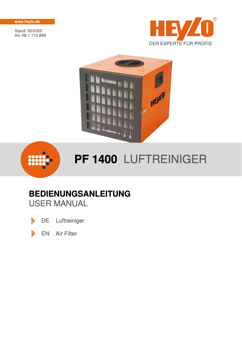 Page n°1 - Manuel utilisateur Heylo PF 1400