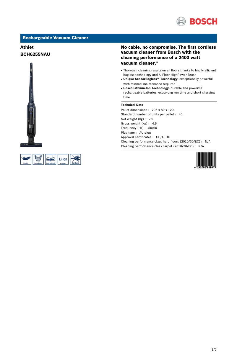 Image de la première page du manuel de l'appareil BCH6255NAU