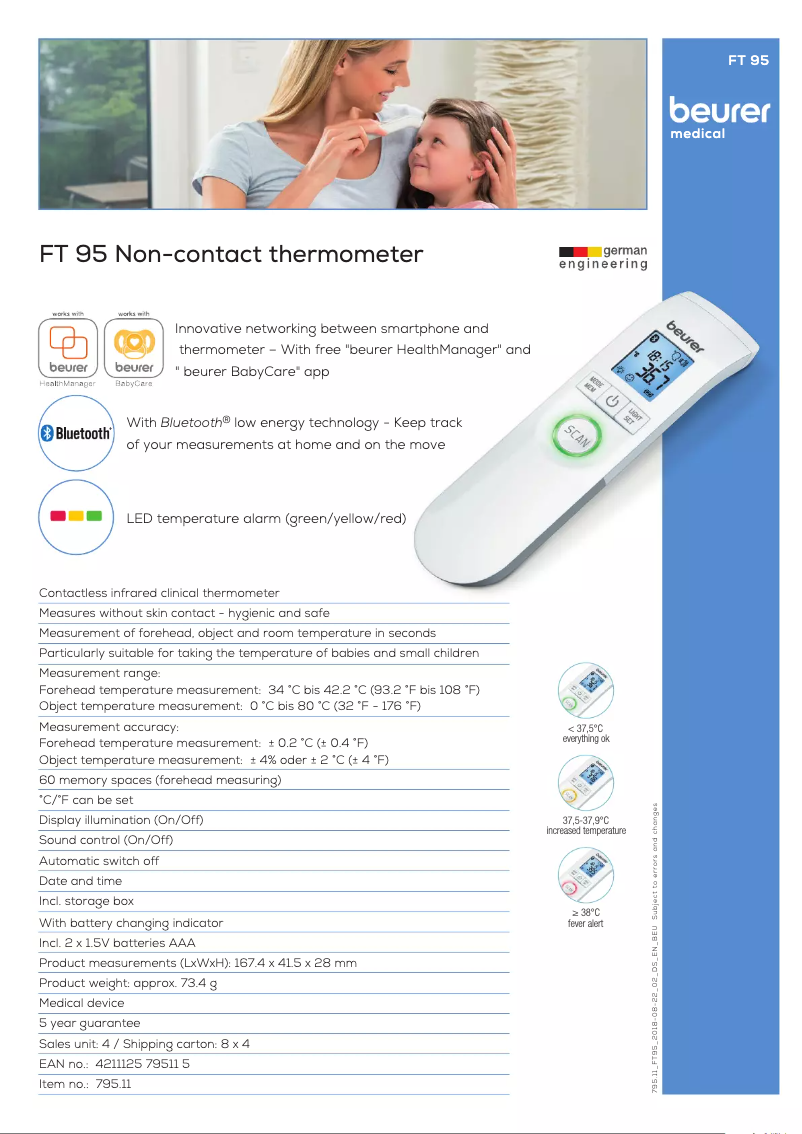 Page 1 de la notice Fiche technique Beurer FT 95