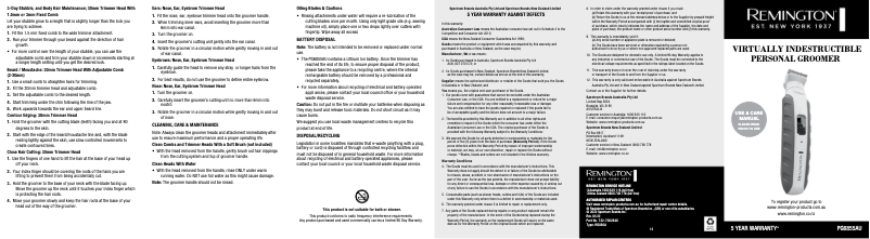 Page 1 de la notice Manuel utilisateur Remington PG6855AU