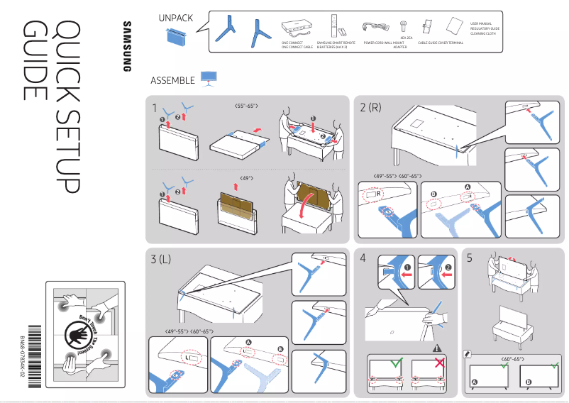 Page 1 de la notice Guide d'installation Samsung UN65KS8000F