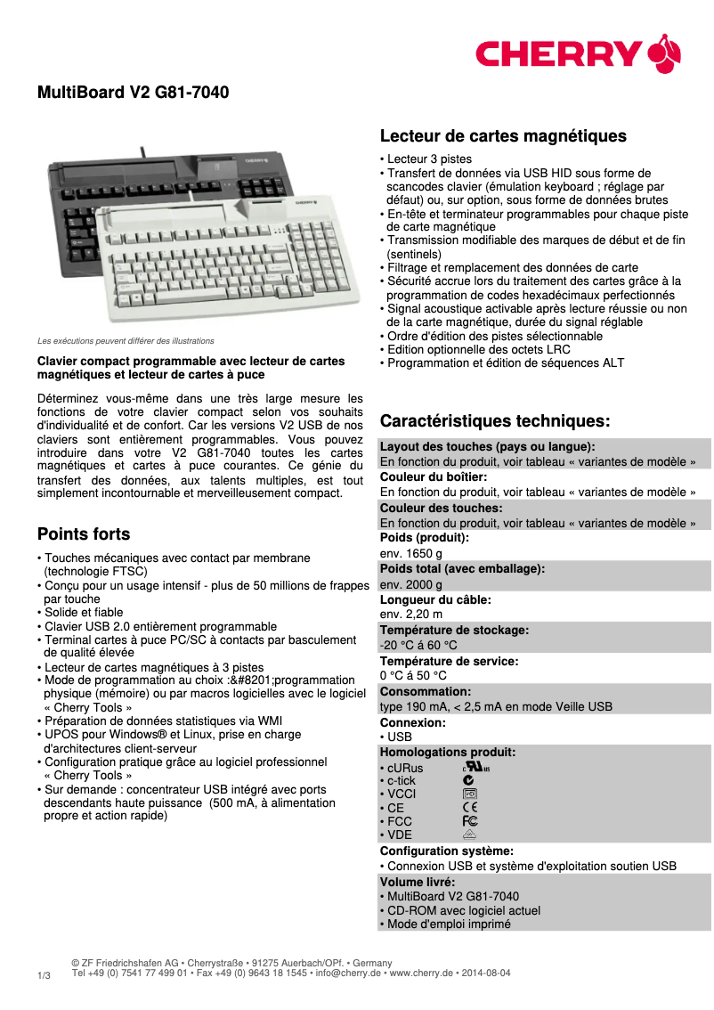 Image de la première page du manuel de l'appareil MultiBoard V2 G81-7040