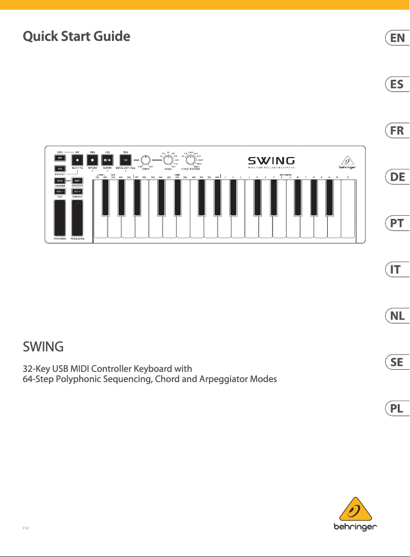 Page n°1 - Guide de démarrage rapide Behringer SWING