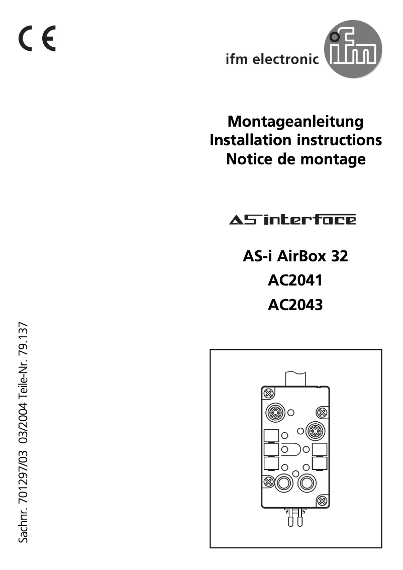 Page n°1 - Manuel utilisateur IFM AC2043