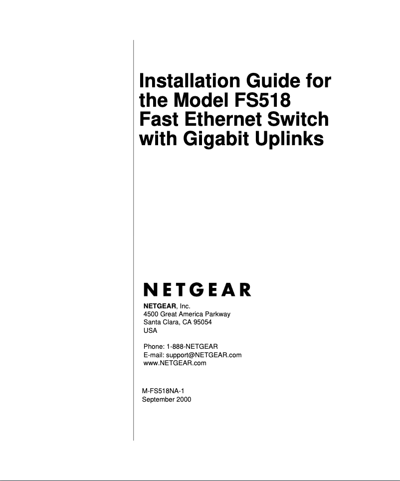 Página 1 del manual Guía de instalación Netgear FS518
