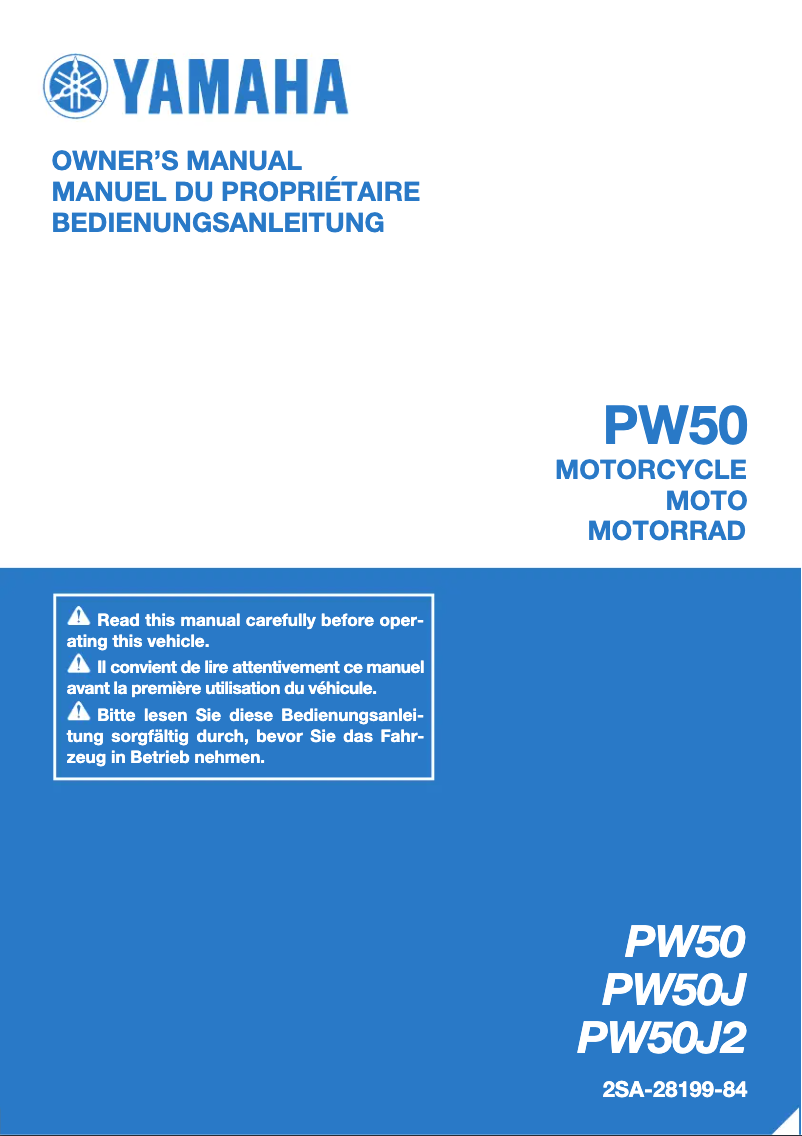 Image de la première page du manuel de l'appareil PW50 (2018)