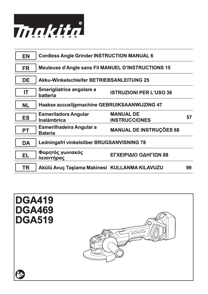 Page 1 de la notice Manuel utilisateur Makita DGA469Z